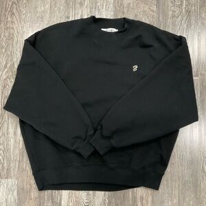 FRAME Black Dragon Embroidered Sweatshirt SM Metallic Gold Minimalist Designer